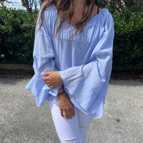 Go With The Flow Blouse- Blue