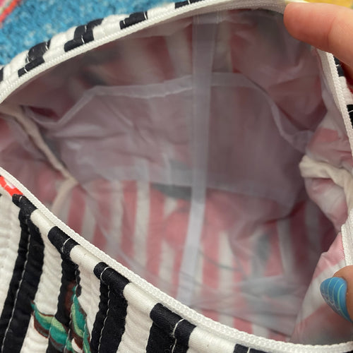 Quilted Cosmetic Bag- Cherry Stripes