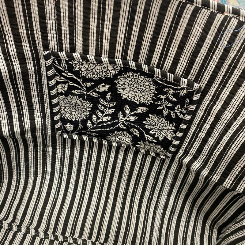 Quilted Tote Bag- Black & White