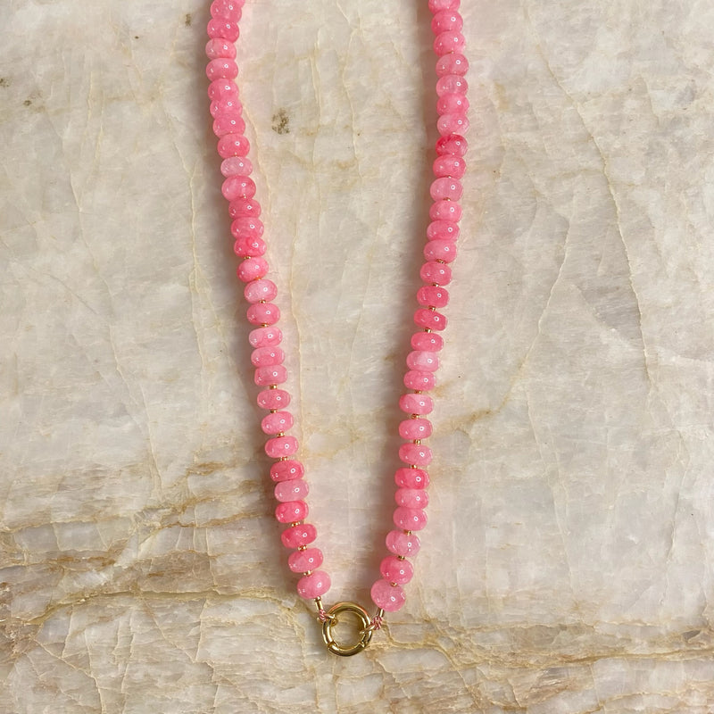 Sweet Clasp Necklace- Light Pink