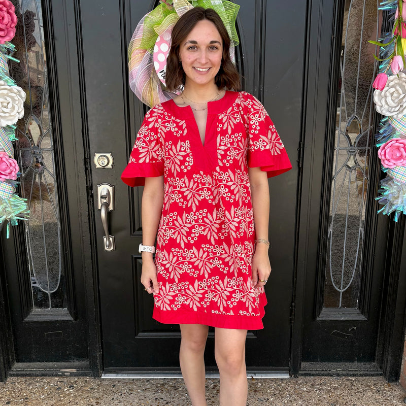 Red Eyelet Dress