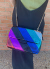 Metallic rainbow chain purse