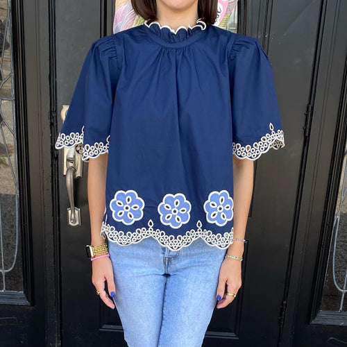 Floral Blues Blouse