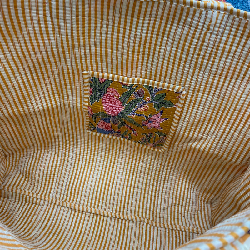 Quilted Tote Bag- Yellow Floral