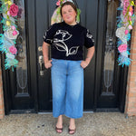 Rose Queen Sweater Blouse- Black