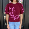 Rose Queen Sweater Blouse- Burgundy
