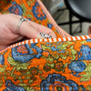 Quilted Tote Bag - Orange with Blue & Green Floral - Damaged (Different Pattern/ Small Hole)