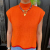 Wavy Knit Sweater- Orange & Red