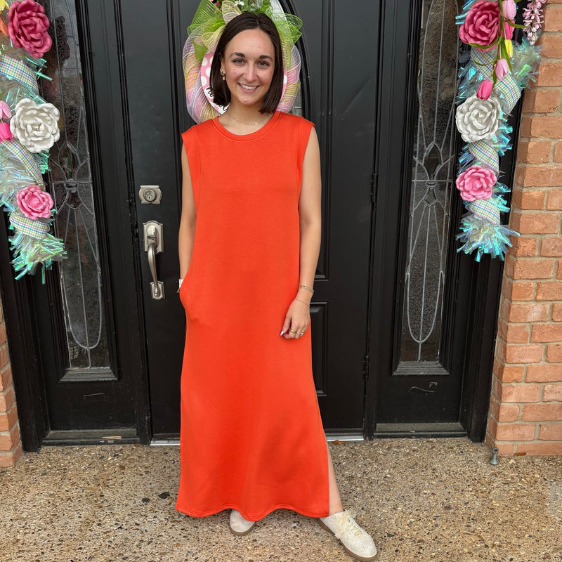 Sleeveless Maxi Dress- Orange