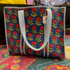 Quilted Tote Bag- Navy Floral