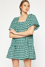 Houndstooth print mini dress