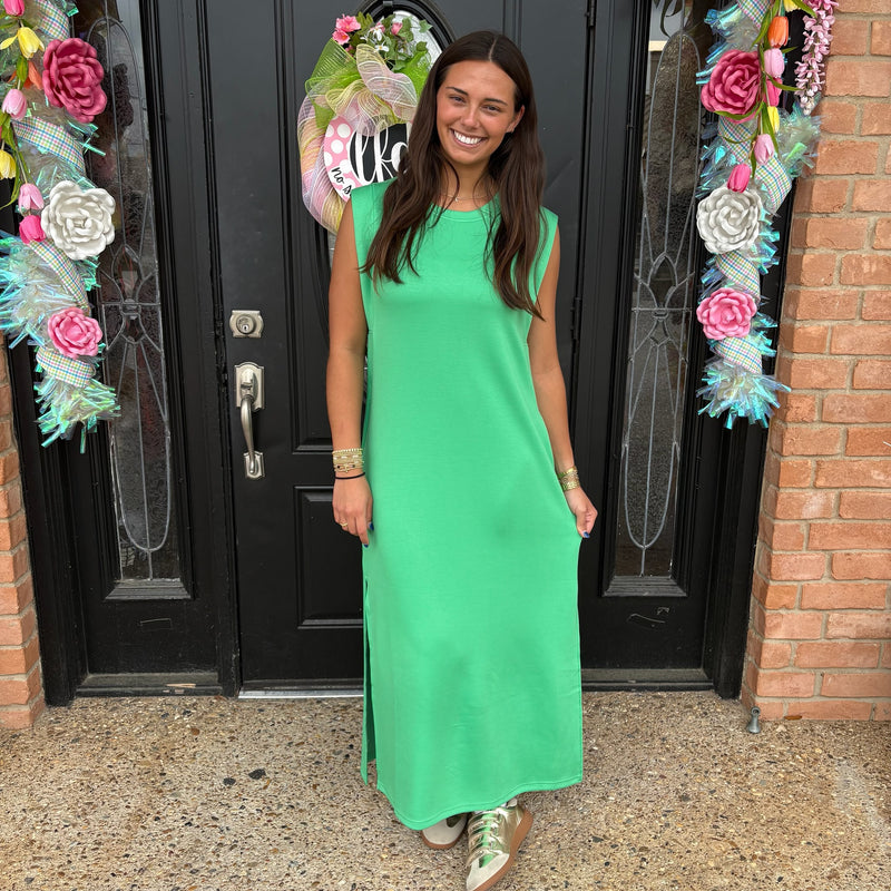 Sleeveless Maxi Dress- Green