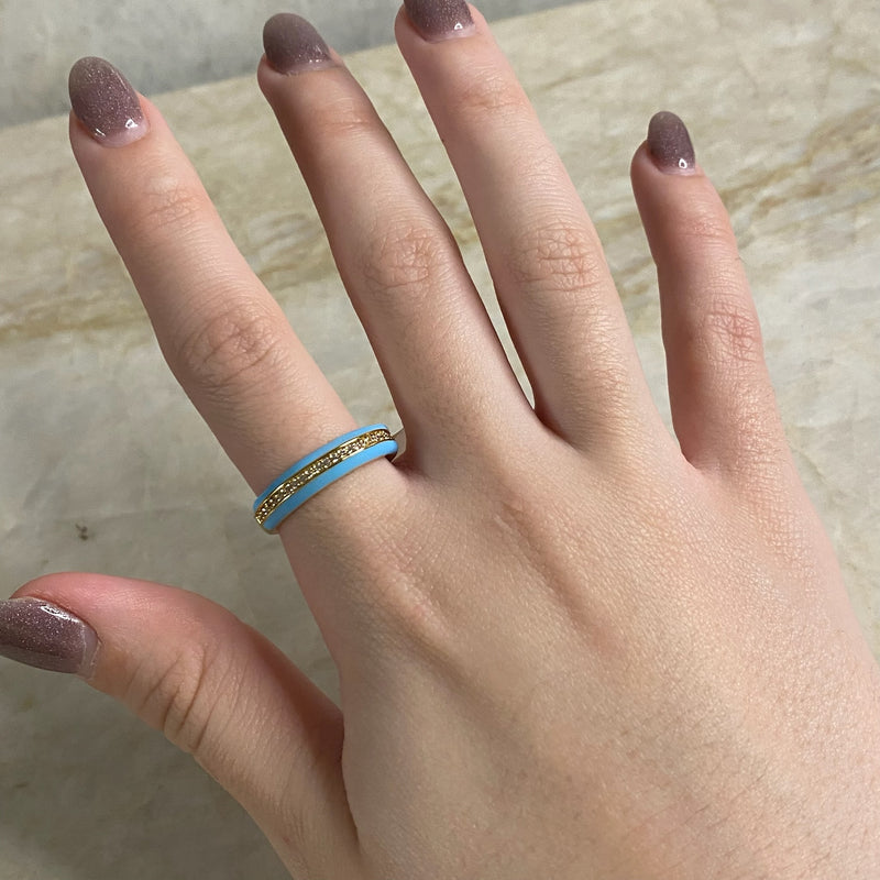 Enamel CZ Strip Ring