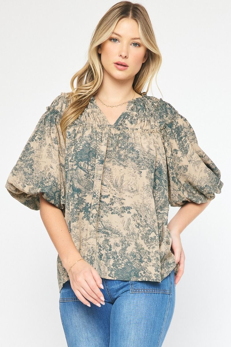 Green Toile Top