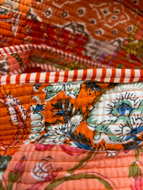 Quilted Duffle Bag- Orange Patchwork - Damaged (Seam Coming Undone)