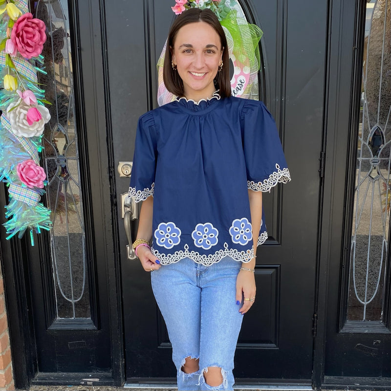 Floral Blues Blouse