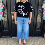 Rose Queen Sweater Blouse- Black