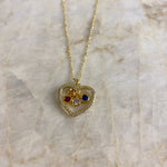 Open Heart Birthstone Necklace