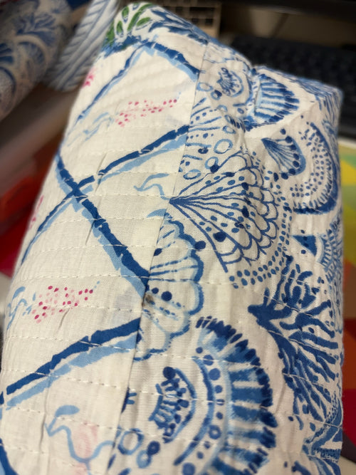 Quilted Cosmetic Bag - Blue Patchwork