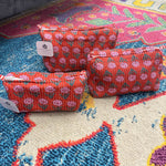 Quilted Cosmetic Bag- Red Floral