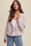 Plaid Tweed Button Front Jacket (pink)