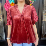 Velvet Elvis Top- Rose