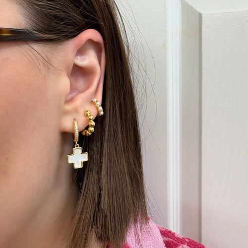Mother of Pearl Cross Earrings