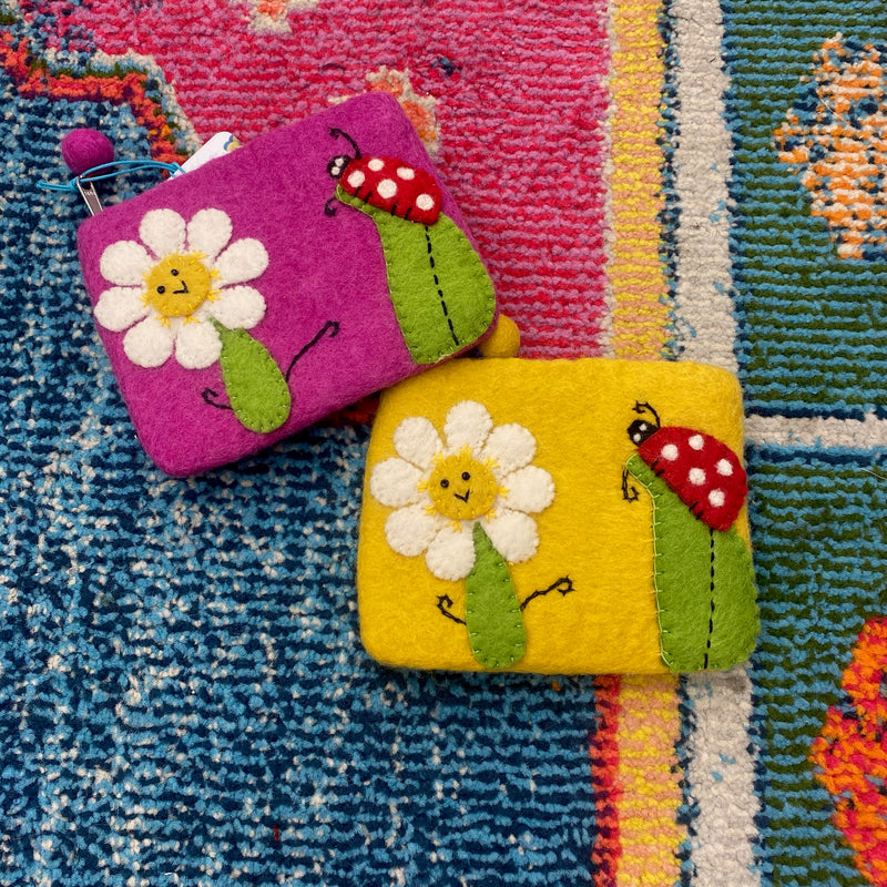 Felt Coin Purse- Flower & Ladybug