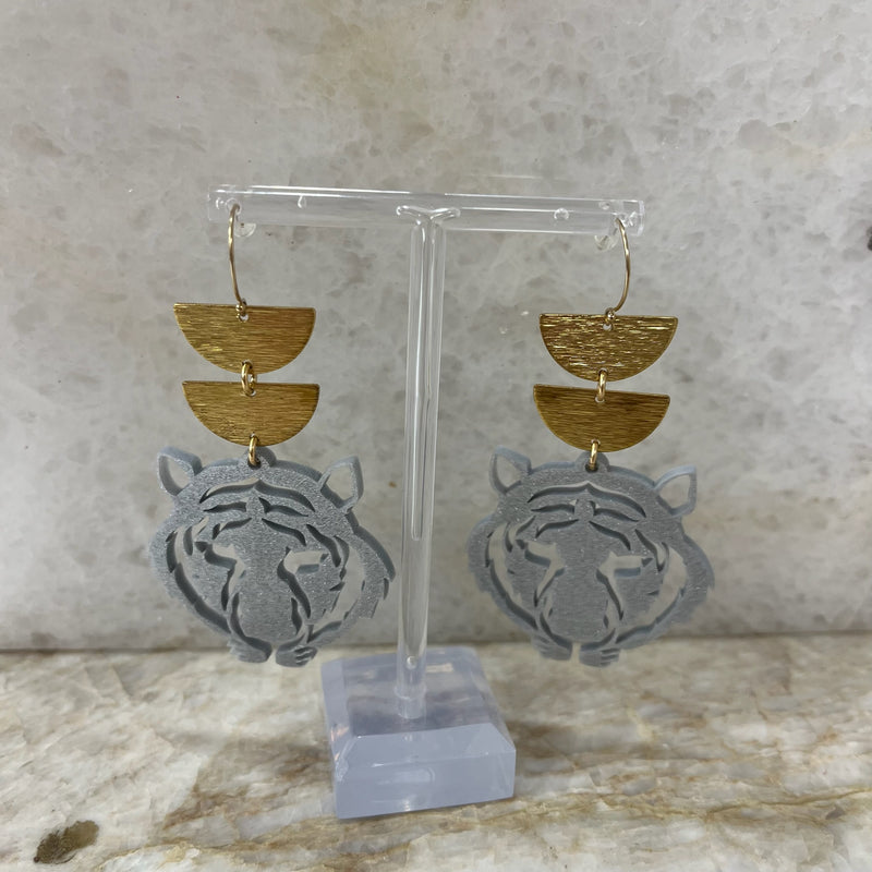 Silver Tiger Earrings