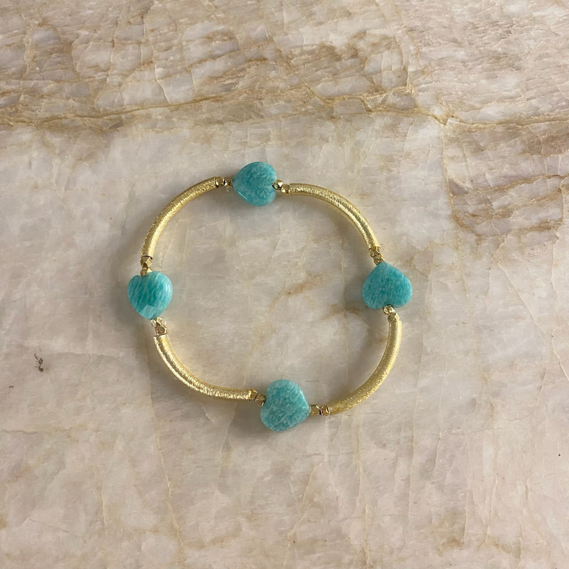 Gemstone Heart Bracelets-Amazonite