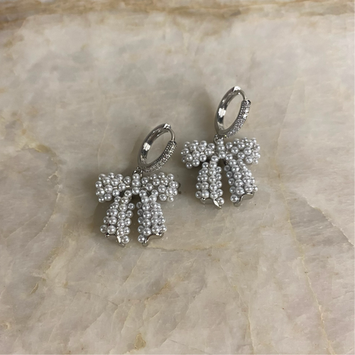 Classy Bow Earrings- Silver