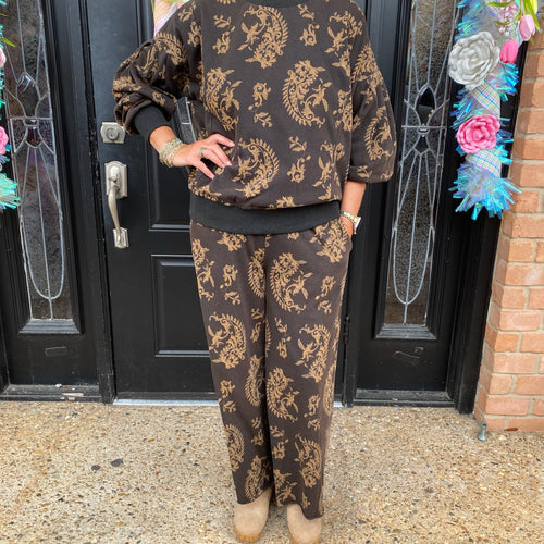 Paisley Print Set- Brown
