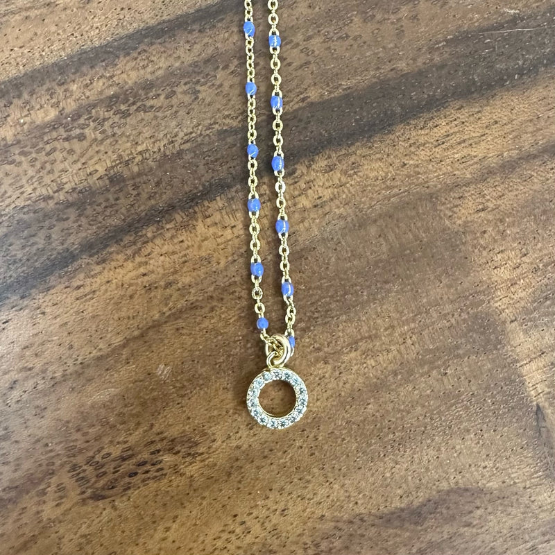 Circle charm enamel necklace