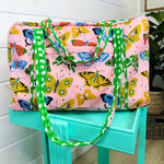 Quilted Overnight Bag - Pink Butterfly
