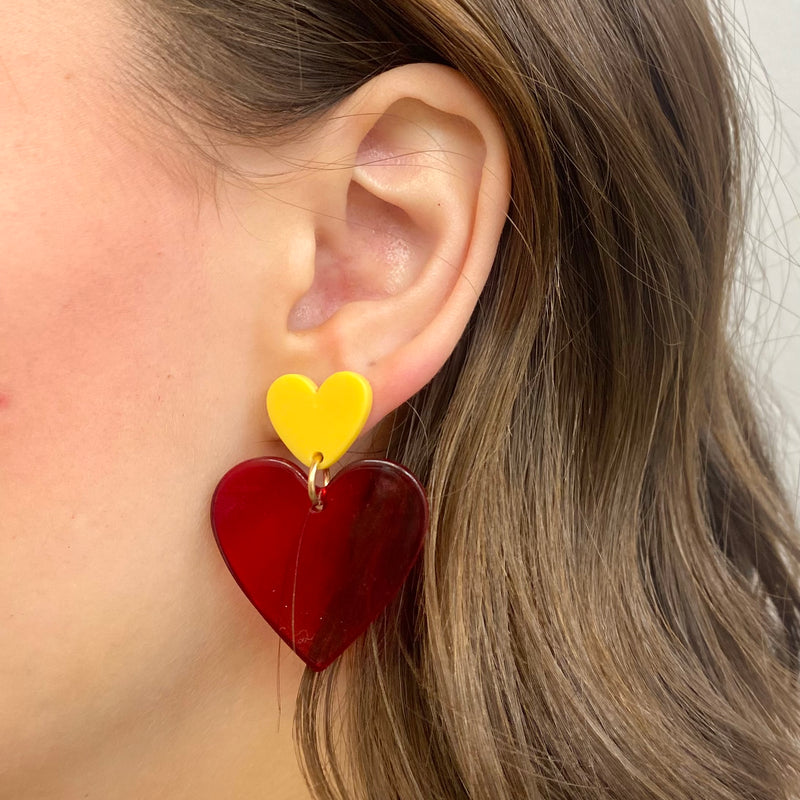 Red & Yellow Heart Earrings