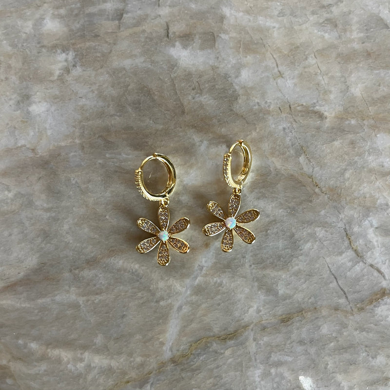 Opal Pavé Flower Earrings