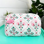 Quilted Cosmetic Bag - Folk Floral Print