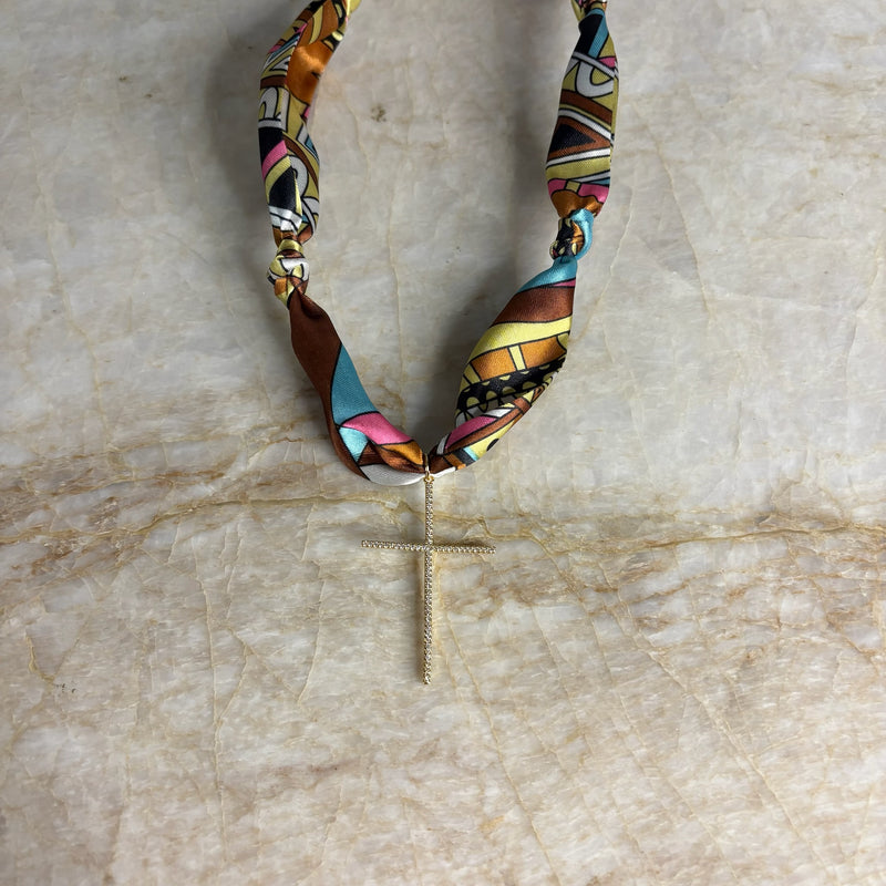 Scarf Necklace- Multi Color Aztec