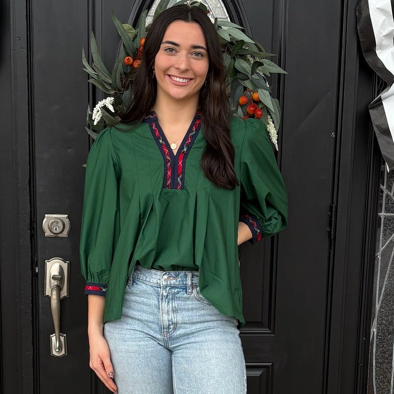 Quinn Blouse - Green – Lauren Ferrell Designs
