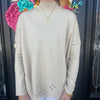 High Neck Eyelet Sweater- Tan