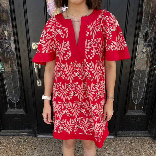Red Eyelet Dress