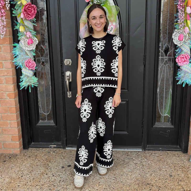 Paisley Sweater Set- White