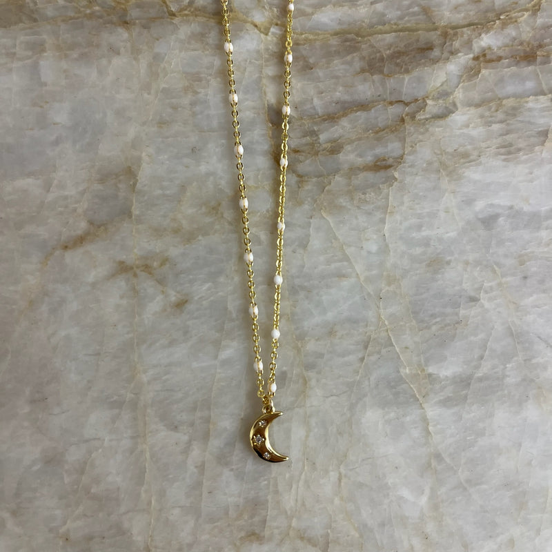 Pavé Moon Enamel Chain