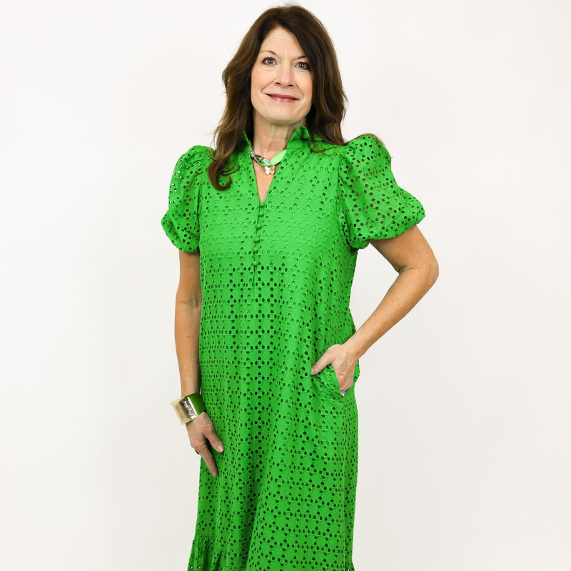 green jersey dress uk Pippa Broderie - Promenade Size:34-XS main image 0