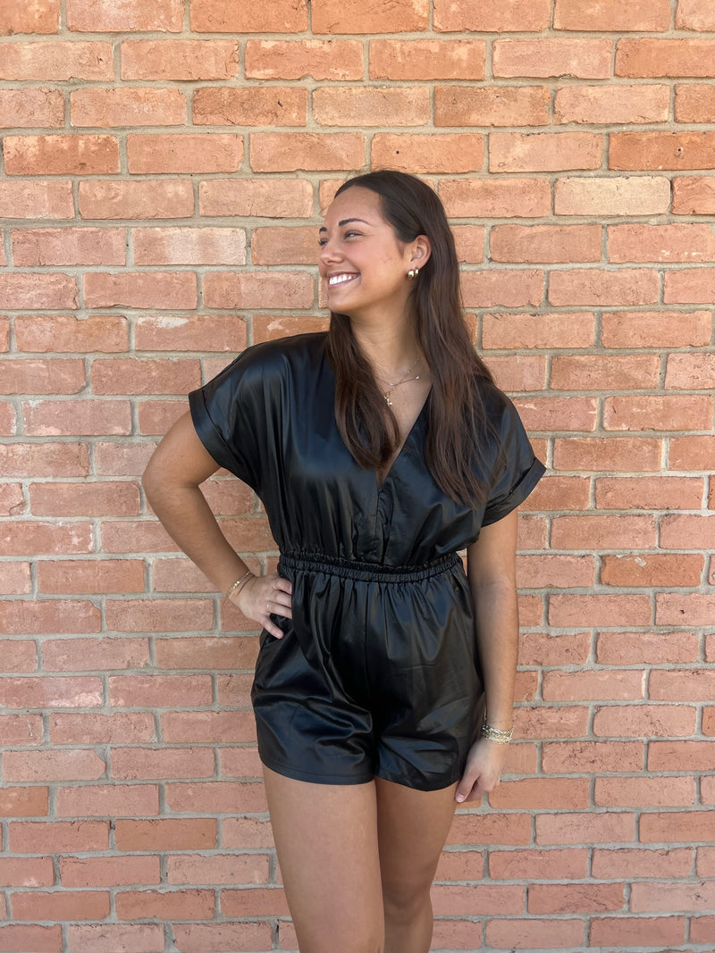 Smocked Leather Romper