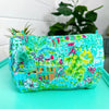 Quilted Cosmetic Bag - Aqua Tropical