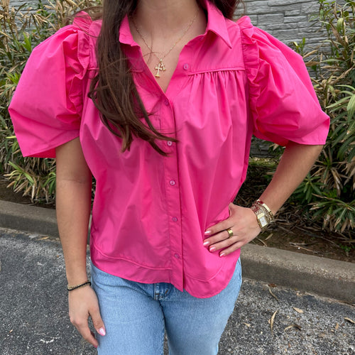Puff Sleeve Blouse- Pink