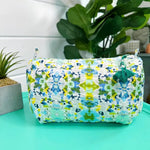 Quilted Cosmetic Bag- Aqua Tie Dye