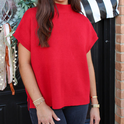 Simple Sweater Top - Red
