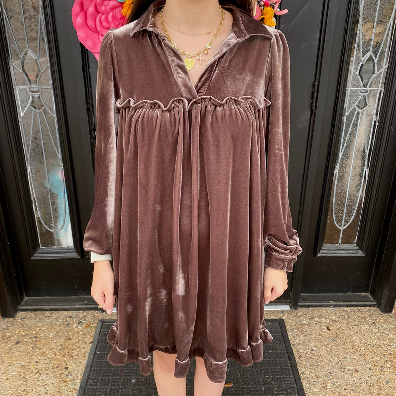 Mocha Velvet Dress